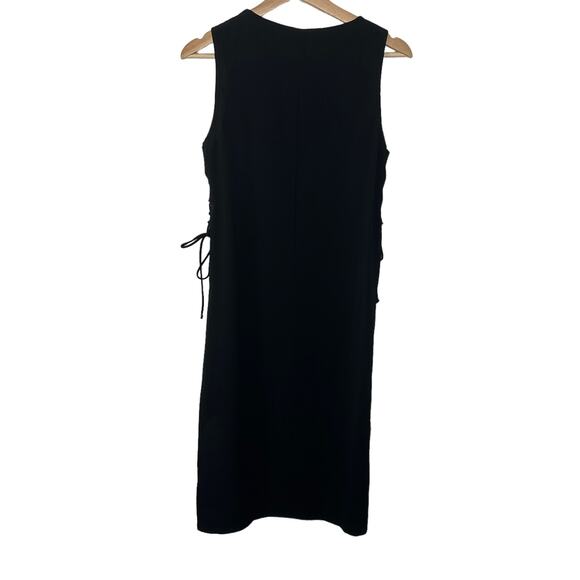ASOS Black High Low Rib Tie Slip Dress Size 2 - Picture 3 of 6